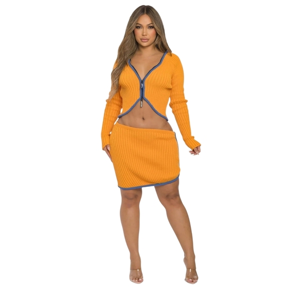 Finesse Rikey Orange Long Sleeve Top And Skirt Size XS/S - Picture 5 of 16